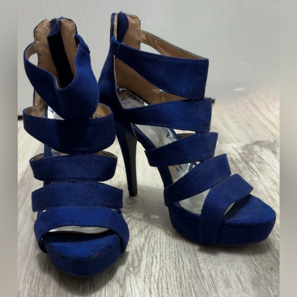 Brash Electric Deep Blue Strappy Heels